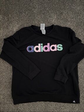adidas Black Crewneck with Pastel Gradient Logo